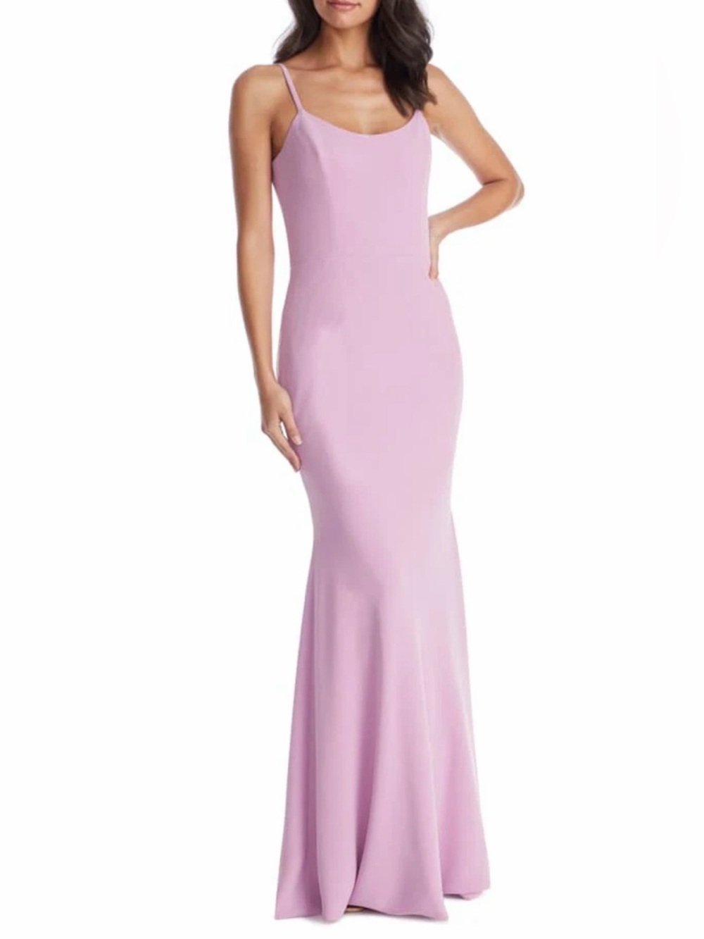 Dress the Population Jodi Crepe Mermaid Gown in Lavender Lilac Light Purple NWT!